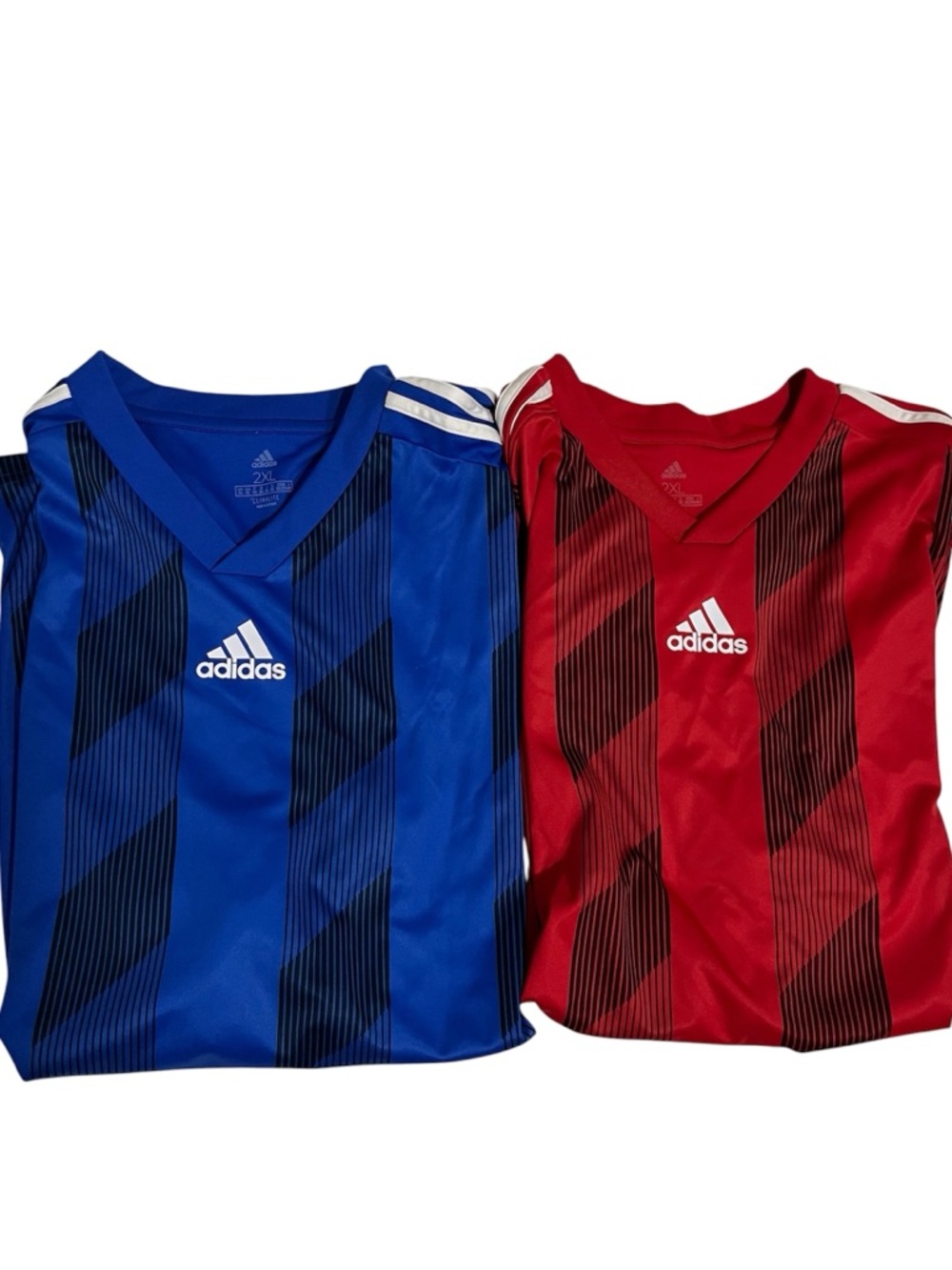 Adidas Climalite Red and Blue Soccer Jersey Striped Athletic Lot of 2 Size 2X
